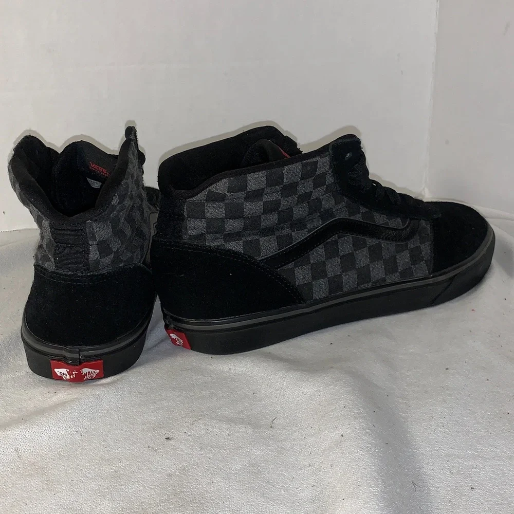 Vans Men’s Ward Hi Black & Grey Checkerboard High-Top Sneakers